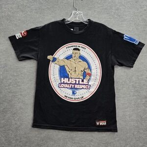 WWE Women Shirt M Black Graphic John Cena Never Give Up Hustle Loyalty Respect